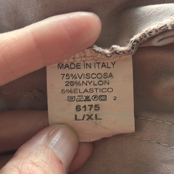 Blush pink Italian made leopard snake print casual tapered ankle pants L/XL - Picture 10 of 10